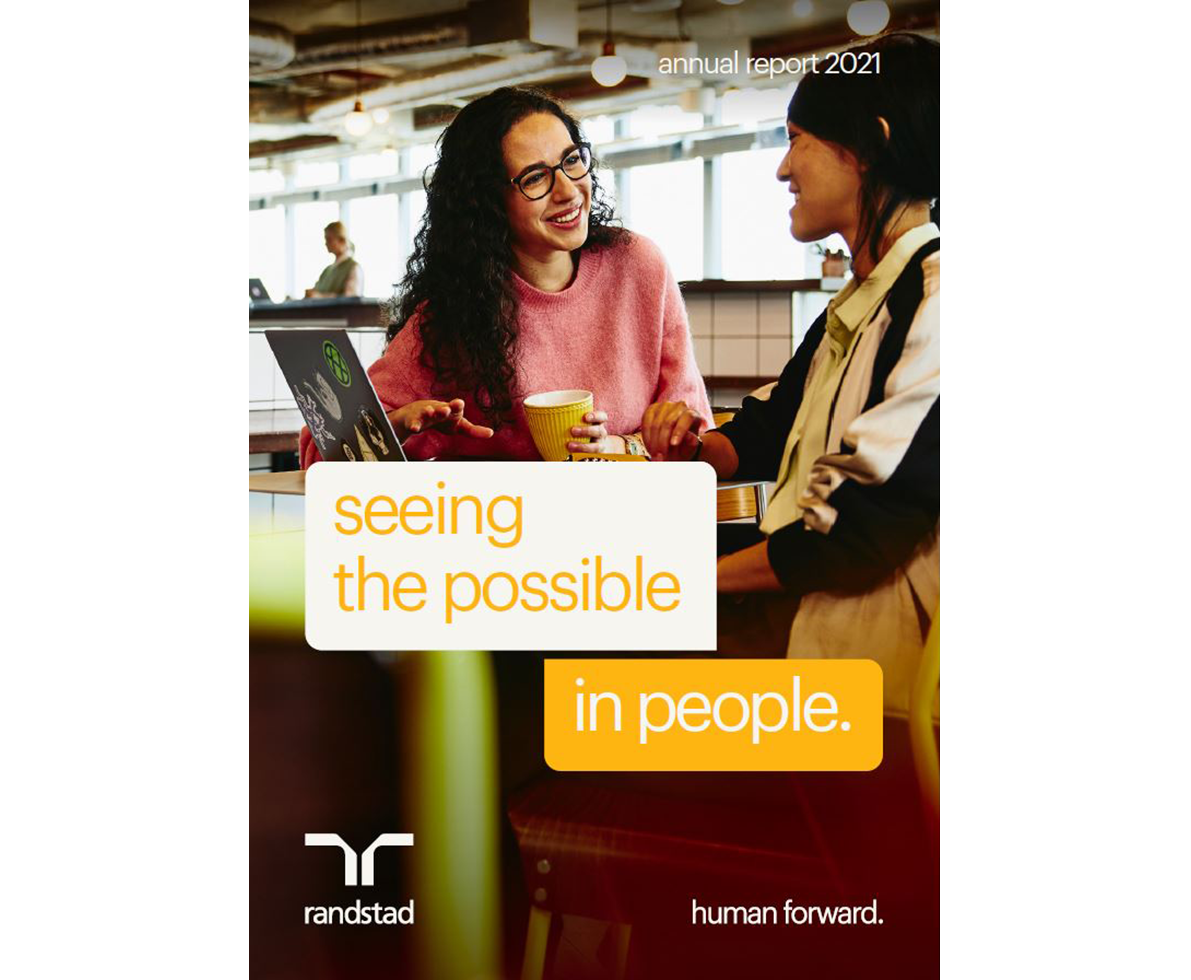 cover Randstad annual report 2021: seeing the possible in people.
